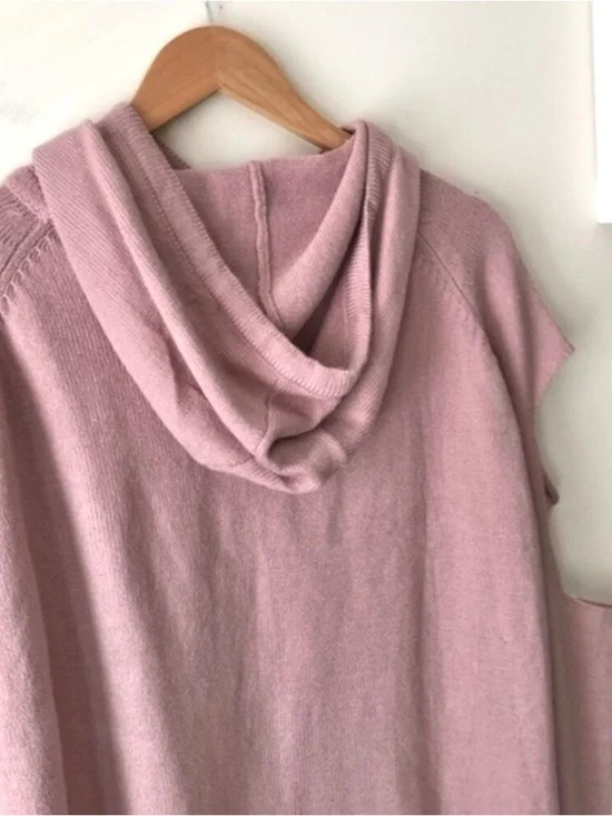 LOLA x LF Shredded Deconstructed Upcycled Knit Hoodie Sweater Dusty Rose Small - Picture 5 of 9